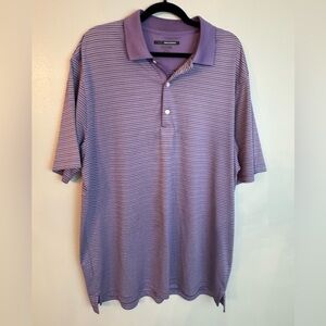 Men’s Greg Norman Dry Play Collection Lavender Striped Golf Polo Shirt XL